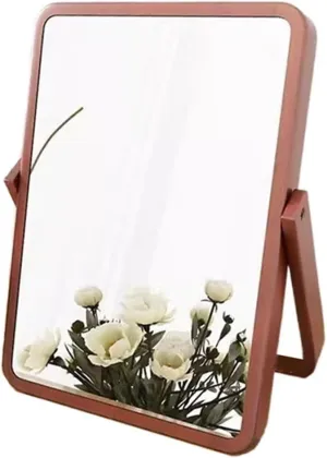Makeup Mirror Home Makeup Mirror Bedroom Wooden Makeup Mirror Office Desktop Small Makeup Mirror Portable Foldable Beauty Mirror Mirror for Desk(Color:A,Size:Small)