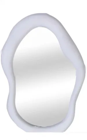 Makeup Mirror Irregular Tabletop Mirror Dressing Table Makeup Mirror HD Mirror Home Bedroom Tabletop Decoration Mirror Solid Color Abnormity Cosmetic Vanity Mirror(White)