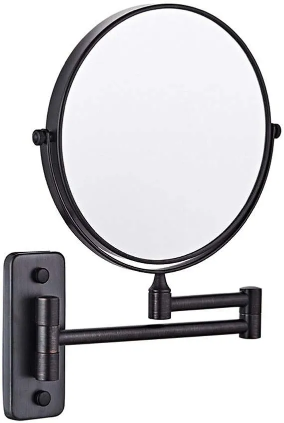 Makeup Mirror Makeup Mirror, Makeup Mirror Wall Mounted Black 8- inch Two- Sided Swivel Wall Mounted Mirror, Extending Folding Bathroom Shaving Cosmetic Make Up Mirror- 3X/ 1X Magnification