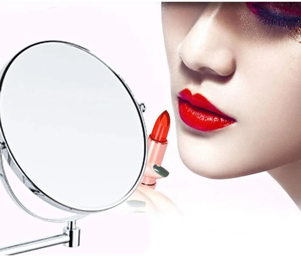 Makeup Mirror Vanity Mirror 8- Inch Enlarged Wall Mount Makeup Mirror with Magnification Double- Sided Swivel Mirror Folding Telescopic Mirror Cosmetic Mirror