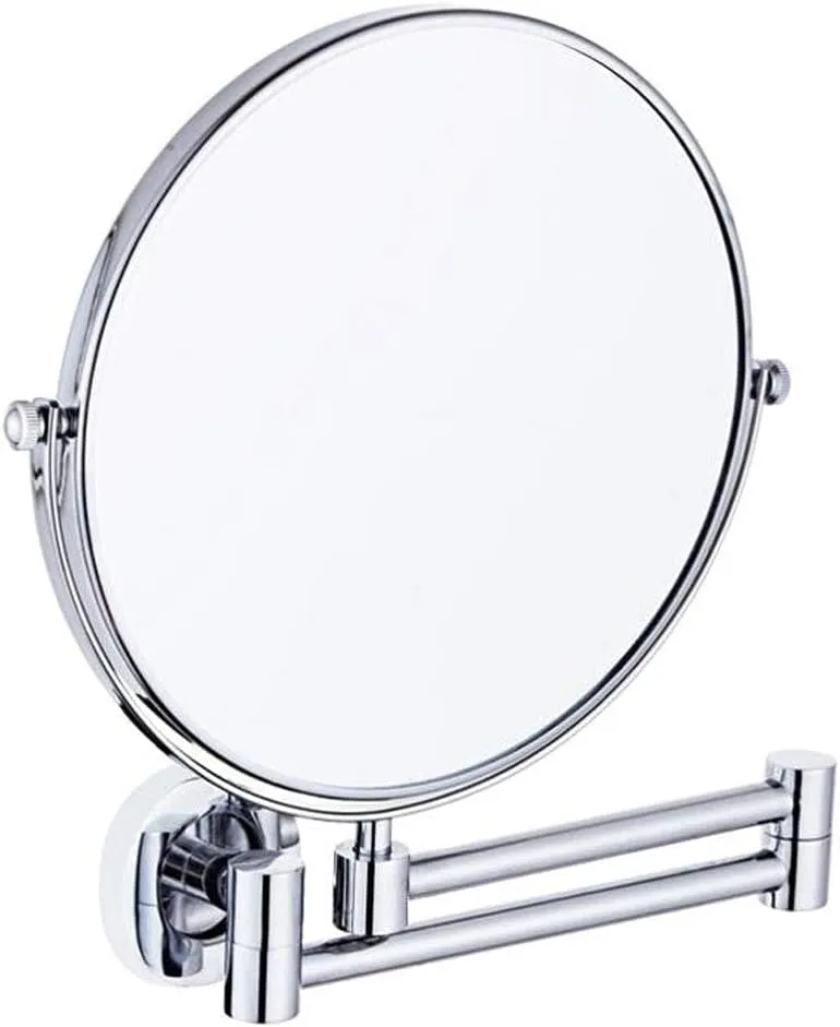Makeup Mirror Vanity Mirror 8- Inch Enlarged Wall Mount Makeup Mirror with Magnification Double- Sided Swivel Mirror Folding Telescopic Mirror Cosmetic Mirror
