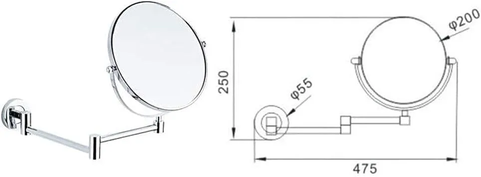 Makeup Mirror Vanity Mirror 8- Inch Enlarged Wall Mount Makeup Mirror with Magnification Double- Sided Swivel Mirror Folding Telescopic Mirror Cosmetic Mirror