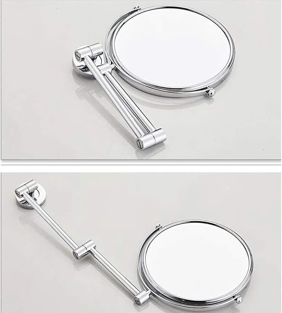 Makeup Mirror Vanity Mirror 8- Inch Enlarged Wall Mount Makeup Mirror with Magnification Double- Sided Swivel Mirror Folding Telescopic Mirror Cosmetic Mirror