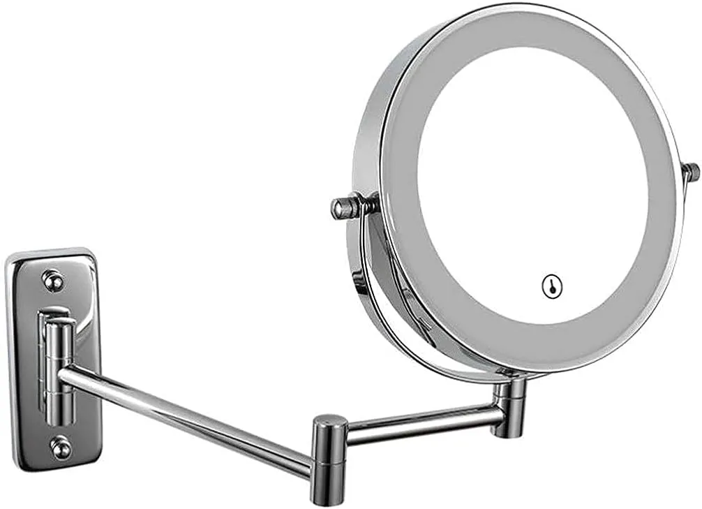 Makeup Mirror Vanity Mirror Vanity Mirrors,Wall-Mounted Charging LED Makeup Mirror 7-inch Folding Bathroom Double-Sided Mirror for Dressing Tables Bedroom Cosmetic Mirror