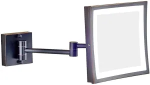 Makeup Mirror Vanity Mirror Wall Mounted LED Lighted 3X Magnification Bathroom Shaving Mirror Extendable Square Cosmetic Mirror (Color : C)