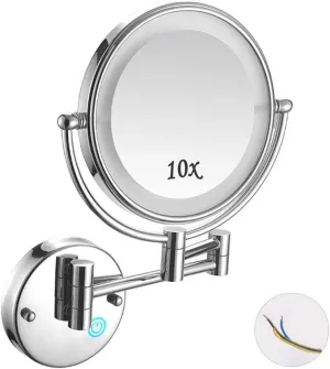 Makeup Mirror Wall Mounted Bathroom Makeup Mirror 8" 360 Rotation Perfect for Bedroom Dressing Table or Bathroom Vanity (Color : Silver White)