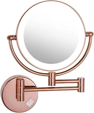 Makeup Mirror with Lights and Magnification Wall Mounted, Wall Mounted Cosmetic Vanity Mirror with Led, Double Sided Extend and Fold Bathroom Shaving Mirror