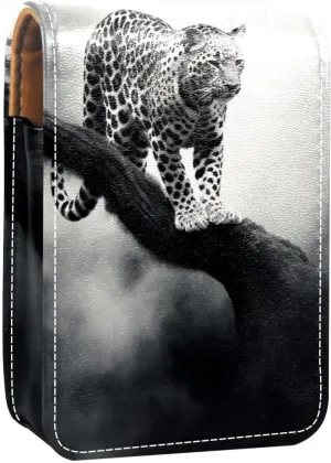 Makeup Organizer,Makeup Lipstick Case for Outside Mini Bag Travel Cosmetic Pouch,Black Gray Fog Leopard