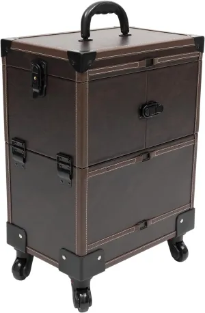 Makeup Rolling Train Case, Makeup Train Case, Coffee Makeup Train Case with 4 Wheels, Nail Polish Organizer, Cosmetic Storage Organizer for Travel Makeup/Nail/Hair Cosmetic Case
