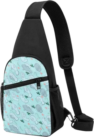 Manatees Algae Crossbody Sling Shoulder Backpack Chest Bag Backpack Gym Cycling Travel Hiking Bag Daypack Fanny Pack For Men Women pattern51
