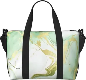 Marble Travel Bag, Turquoise Marble Line Weekender Overnight Bag, Shoulder Travel Duffel Bag Carry On Gym Bag for Women Men