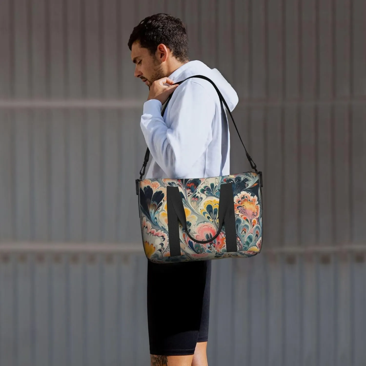 marbled print Travel Duffel Bag, Sports Tote Gym Bag, Swim Pool Bag Large Shoulder Tote Bag for Beach Weekender, 202-406-121