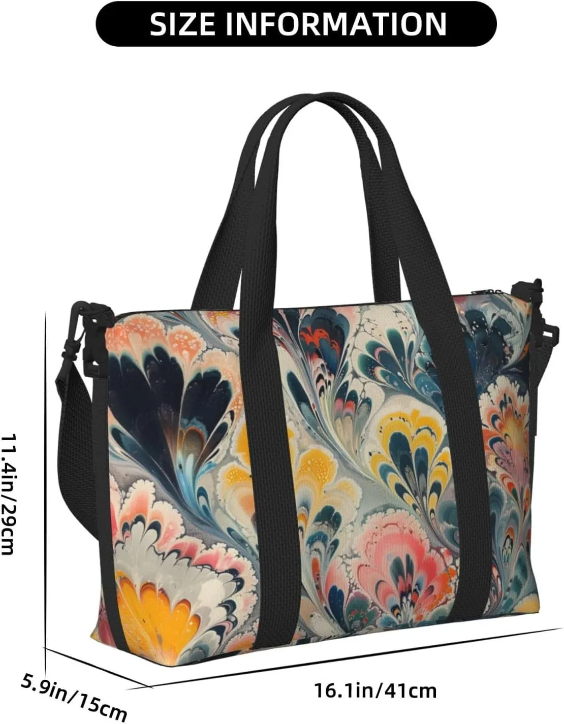 marbled print Travel Duffel Bag, Sports Tote Gym Bag, Swim Pool Bag Large Shoulder Tote Bag for Beach Weekender, 202-406-121
