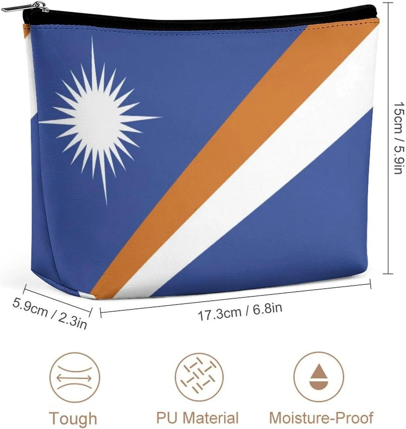 Marshall Lslands Flag Travel-Friendly Cosmetic Bag Makeup Organizer Pouch for Women and Girls