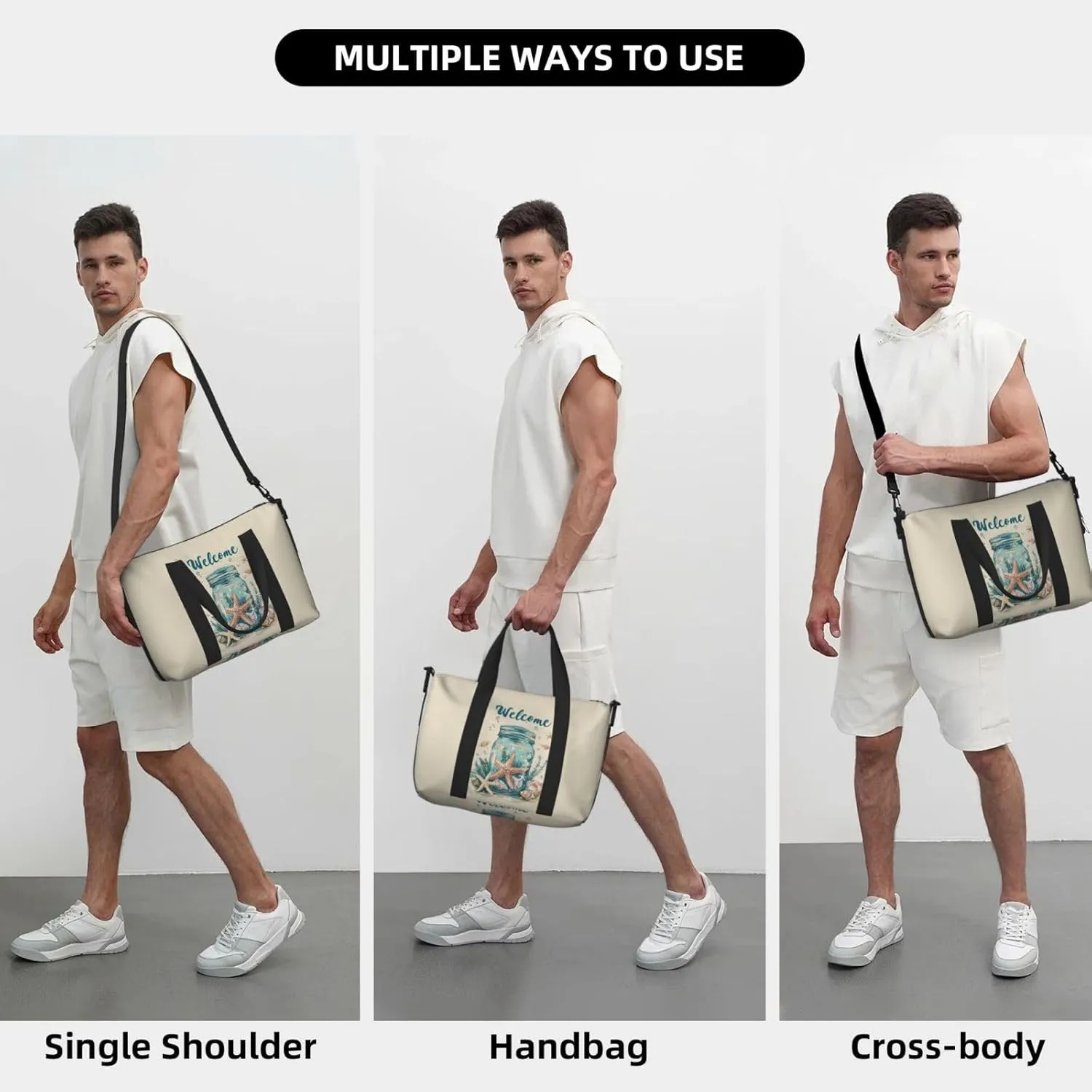 mason jar print Travel Duffel Bag, Sports Tote Gym Bag, Swim Pool Bag Large Shoulder Tote Bag for Beach Weekender, 202-406-121