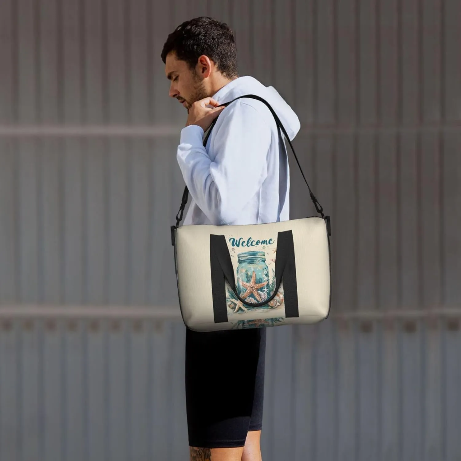 mason jar print Travel Duffel Bag, Sports Tote Gym Bag, Swim Pool Bag Large Shoulder Tote Bag for Beach Weekender, 202-406-121