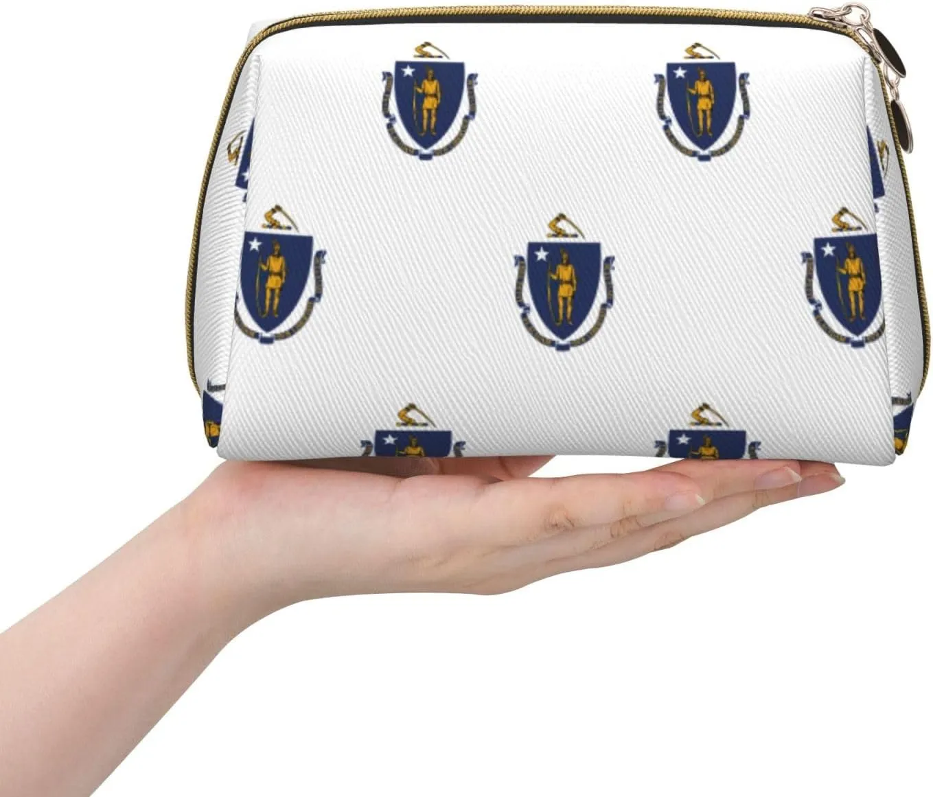 Massachusetts State Flag Toiletry Travel Bag, Portable Cosmetic Organizer For Women, On-The-Go