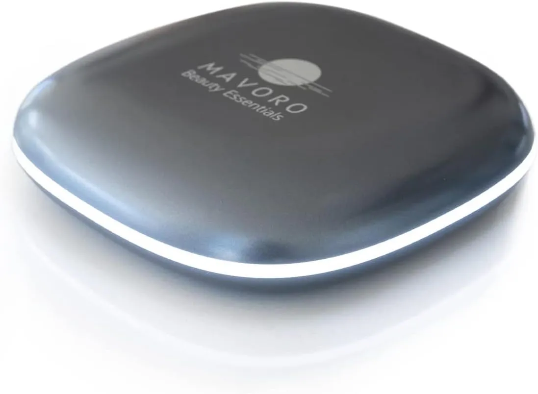 Mavoro LED Lighted Travel Makeup Mirror, Rechargeable, 1x/10x Magnification - Daylight LED, Pocket or Purse Mirror, Small Travel Mirror. Folding Portable Mirror, Touch Sensor, USB (Graphite Grey)