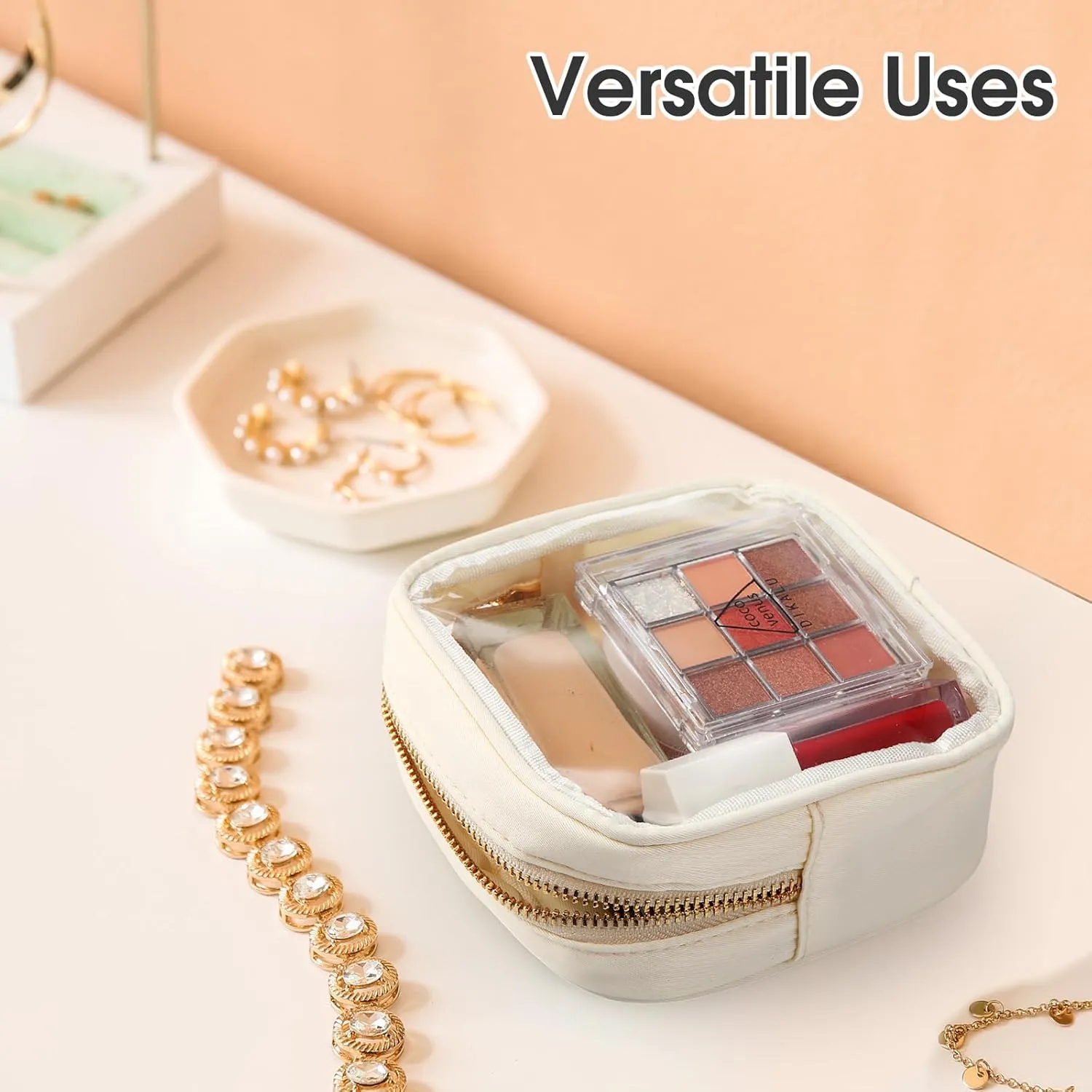 Meanplan 3 Pcs Clear Cosmetic Bag Mini Waterproof Makeup Bag Women Small Portable Cosmetic Bag for Purse Zipper Cute Pouches Make up Toiletry Travel Purse