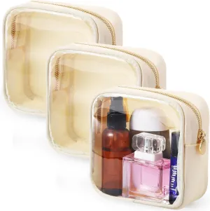 Meanplan 3 Pcs Clear Cosmetic Bag Mini Waterproof Makeup Bag Women Small Portable Cosmetic Bag for Purse Zipper Cute Pouches Make up Toiletry Travel Purse