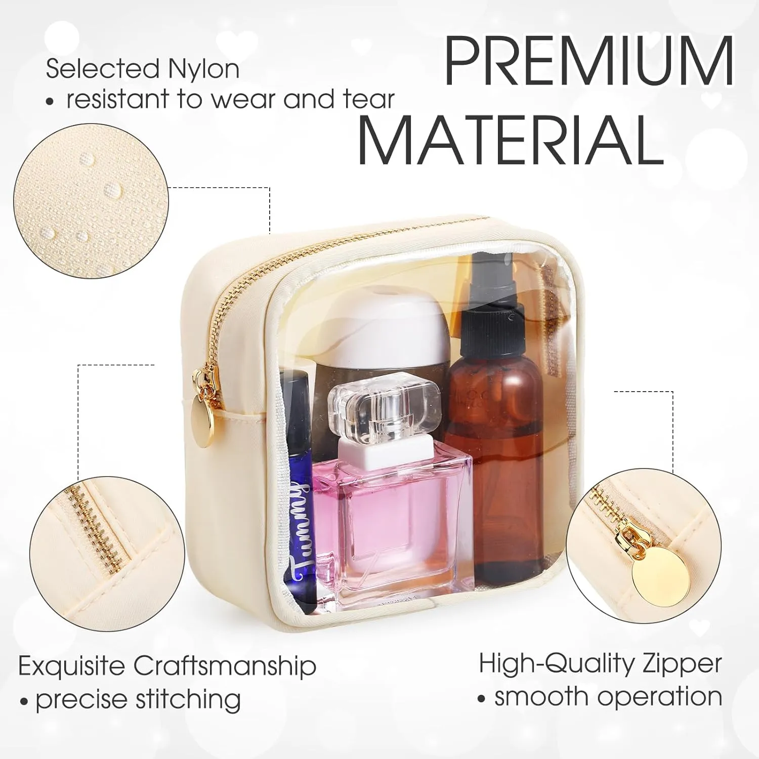 Meanplan 3 Pcs Clear Cosmetic Bag Mini Waterproof Makeup Bag Women Small Portable Cosmetic Bag for Purse Zipper Cute Pouches Make up Toiletry Travel Purse