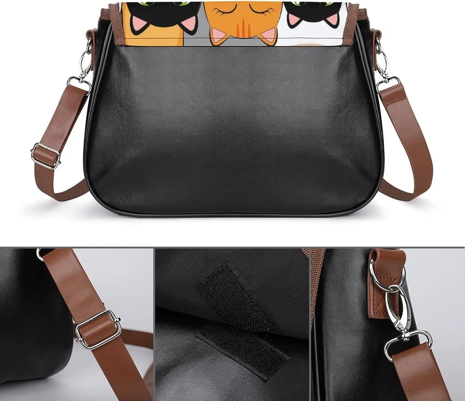 Medium Crossbody Bags for Women Printed Shoulder Messenger Bags Designer Satchels Blown White Gray Cats