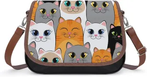 Medium Crossbody Bags for Women Printed Shoulder Messenger Bags Designer Satchels Blown White Gray Cats