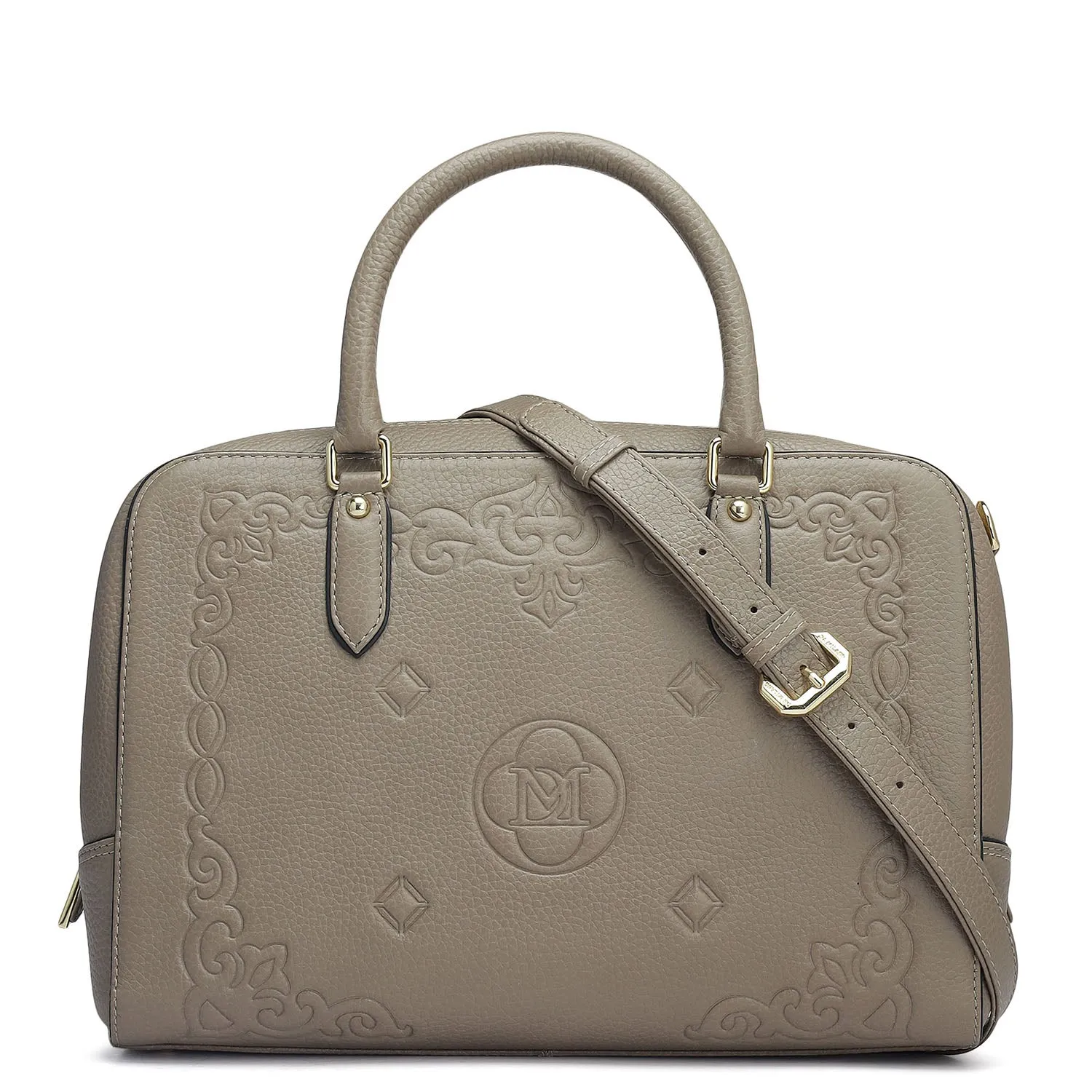 Medium Wax Leather Satchel - Greyish Taupe