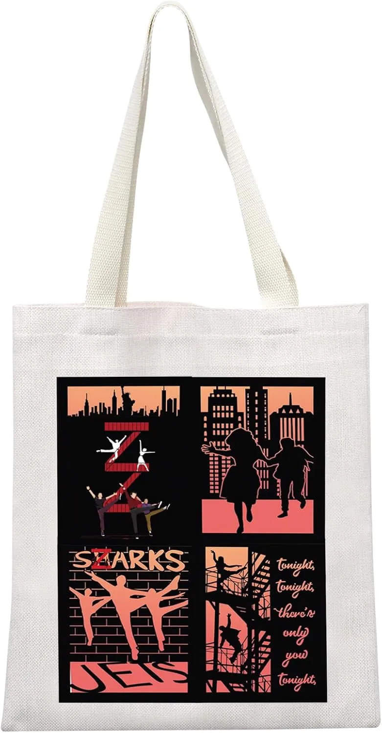 MEIKIUP Story Musical Canvas Tote Bag Tony & Maria Fans Gift Shoulder Bag Musical Lover Gift