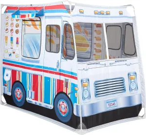 Melissa & Doug Fabric Double-Sided Food Truck Play Tent - Ice Cream And BBQ Role Play Toy Food Truck Tent, For Kids Ages 3 