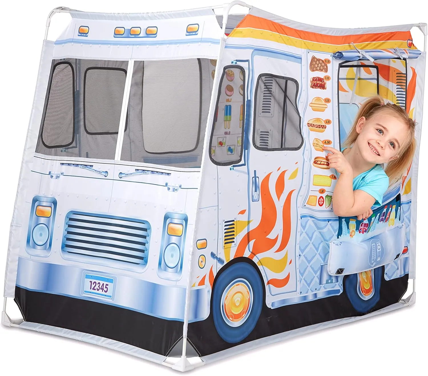 Melissa & Doug Fabric Double-Sided Food Truck Play Tent - Ice Cream And BBQ Role Play Toy Food Truck Tent, For Kids Ages 3 