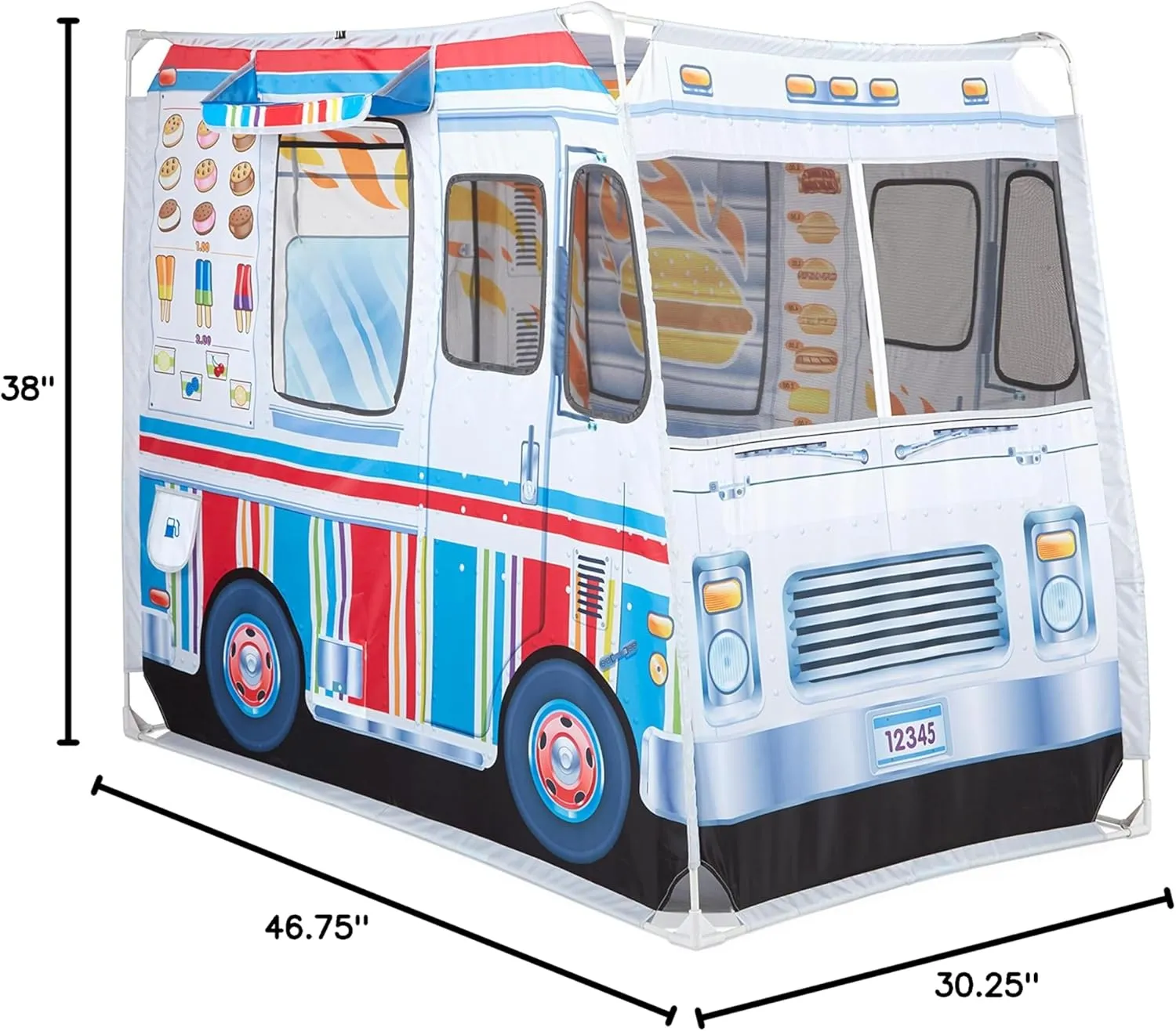 Melissa & Doug Fabric Double-Sided Food Truck Play Tent - Ice Cream And BBQ Role Play Toy Food Truck Tent, For Kids Ages 3 