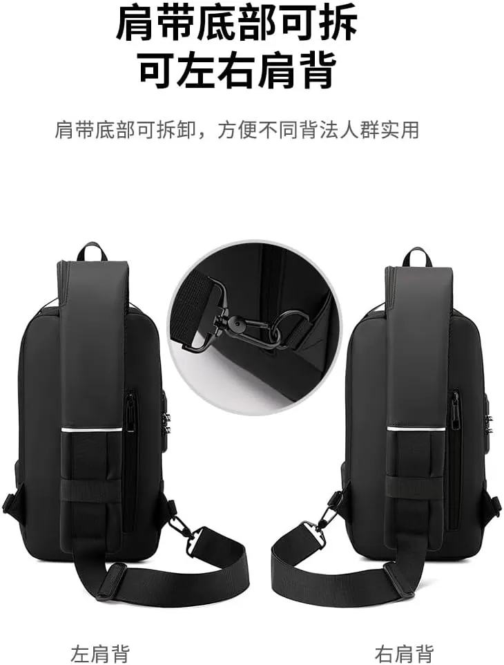 Men's Backpack Multi purpose Waterproof Strap Bag Password Lock Sports Backpack Men's Chest Bag (blue)