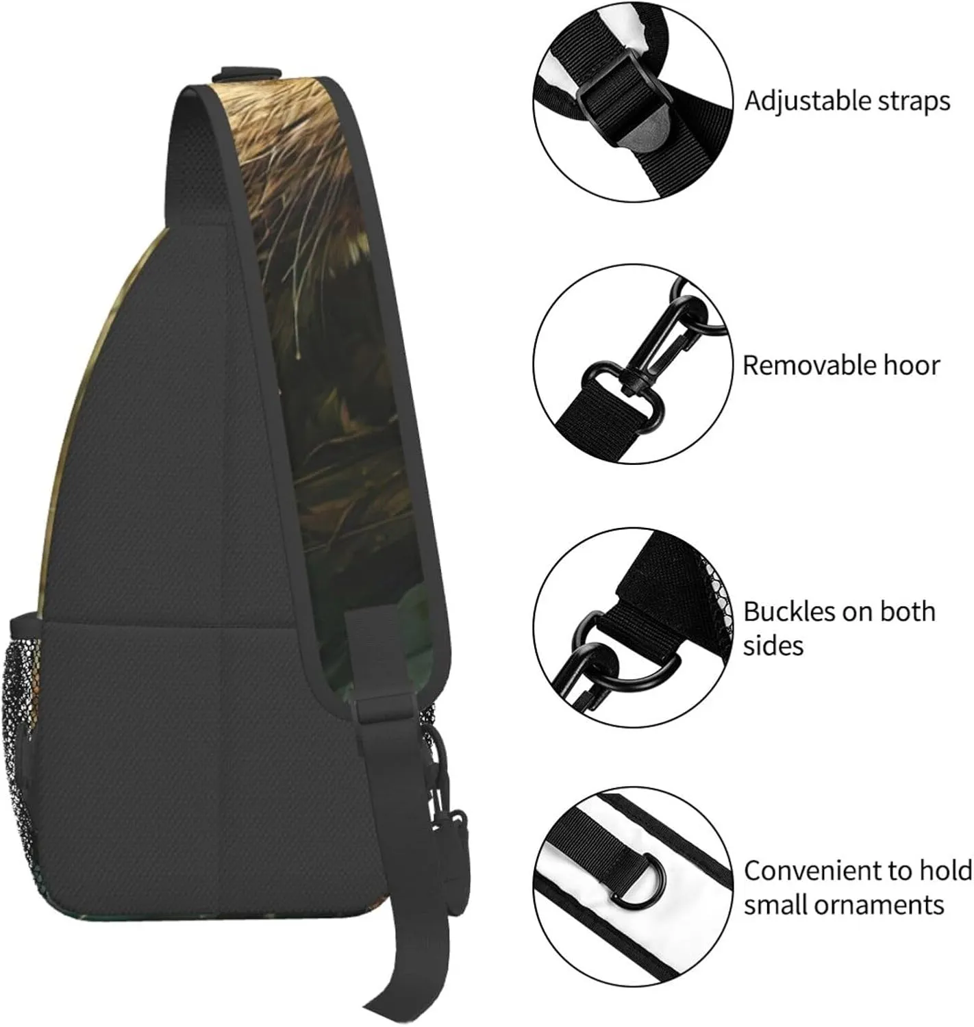 Men's Beaver Print Crossbody Shoulder Bag Travel Hiking Daypack for Women Crossbody Sling Backpack