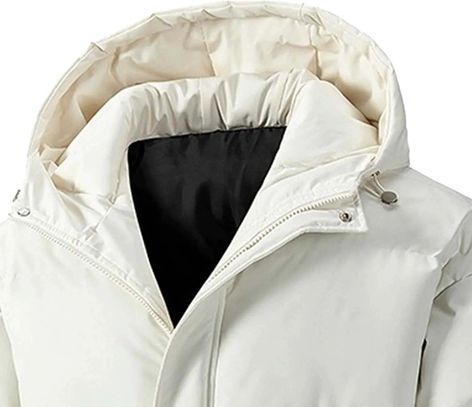 Mens Hooded Warm Quilted Jacket Winter Coat Insulated Puffer Jacket Water-Repellent Windproof Parkas Outerwear