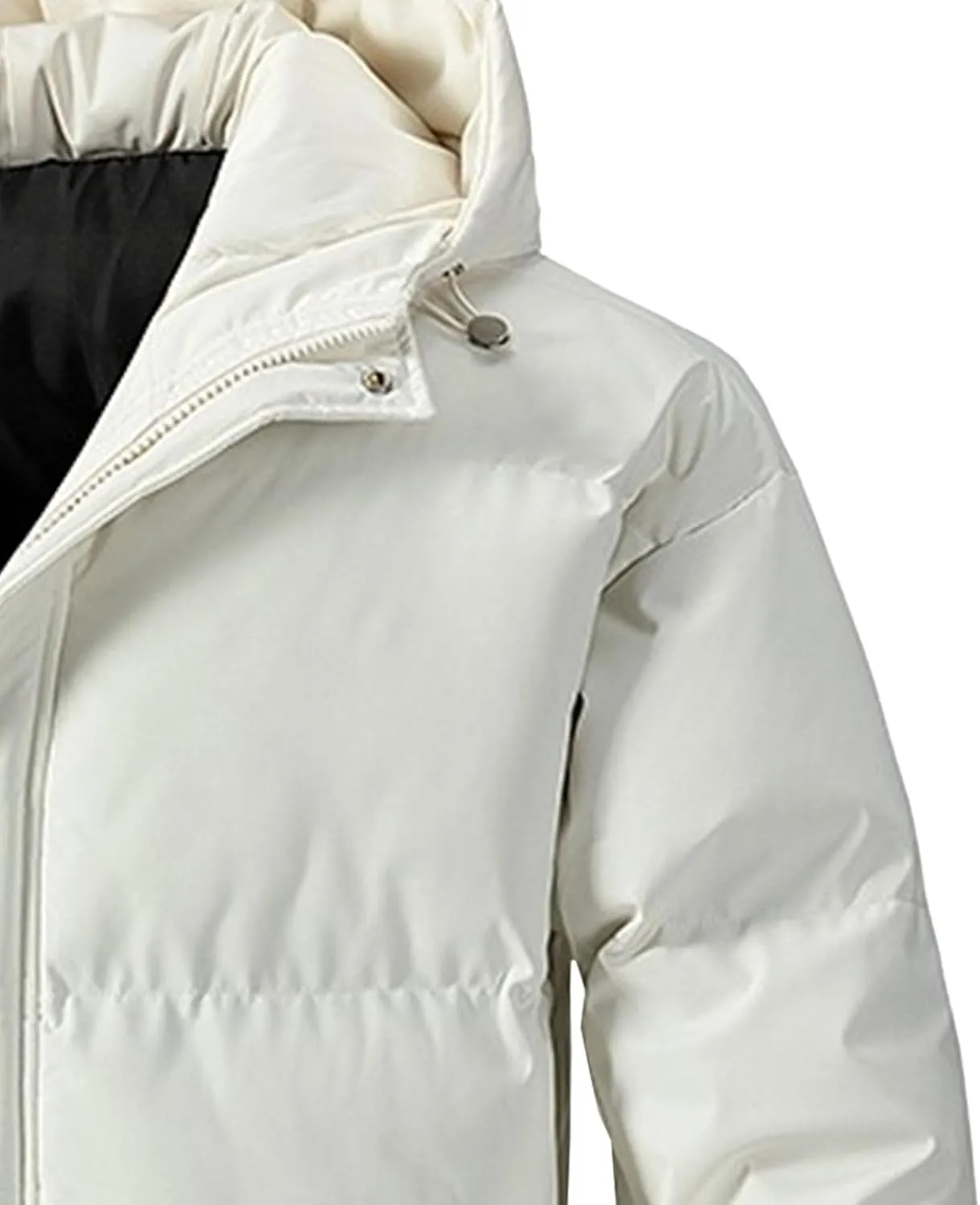 Mens Hooded Warm Quilted Jacket Winter Coat Insulated Puffer Jacket Water-Repellent Windproof Parkas Outerwear
