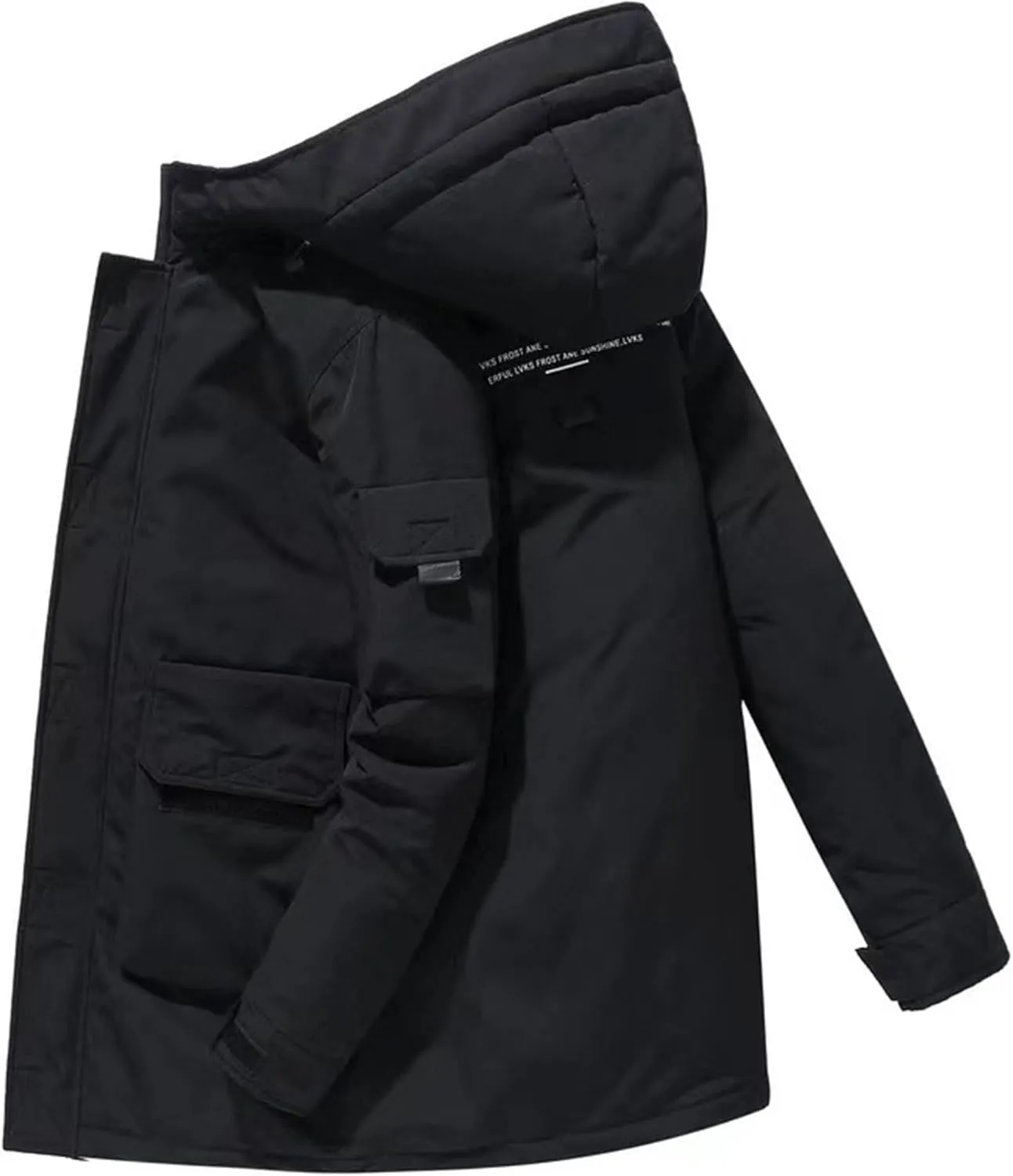 Mens Long Windproof Hooded Jacket Water-Repellent Jackets for Ski Outdoor Winter Quilted Zip Male Puffer Parka