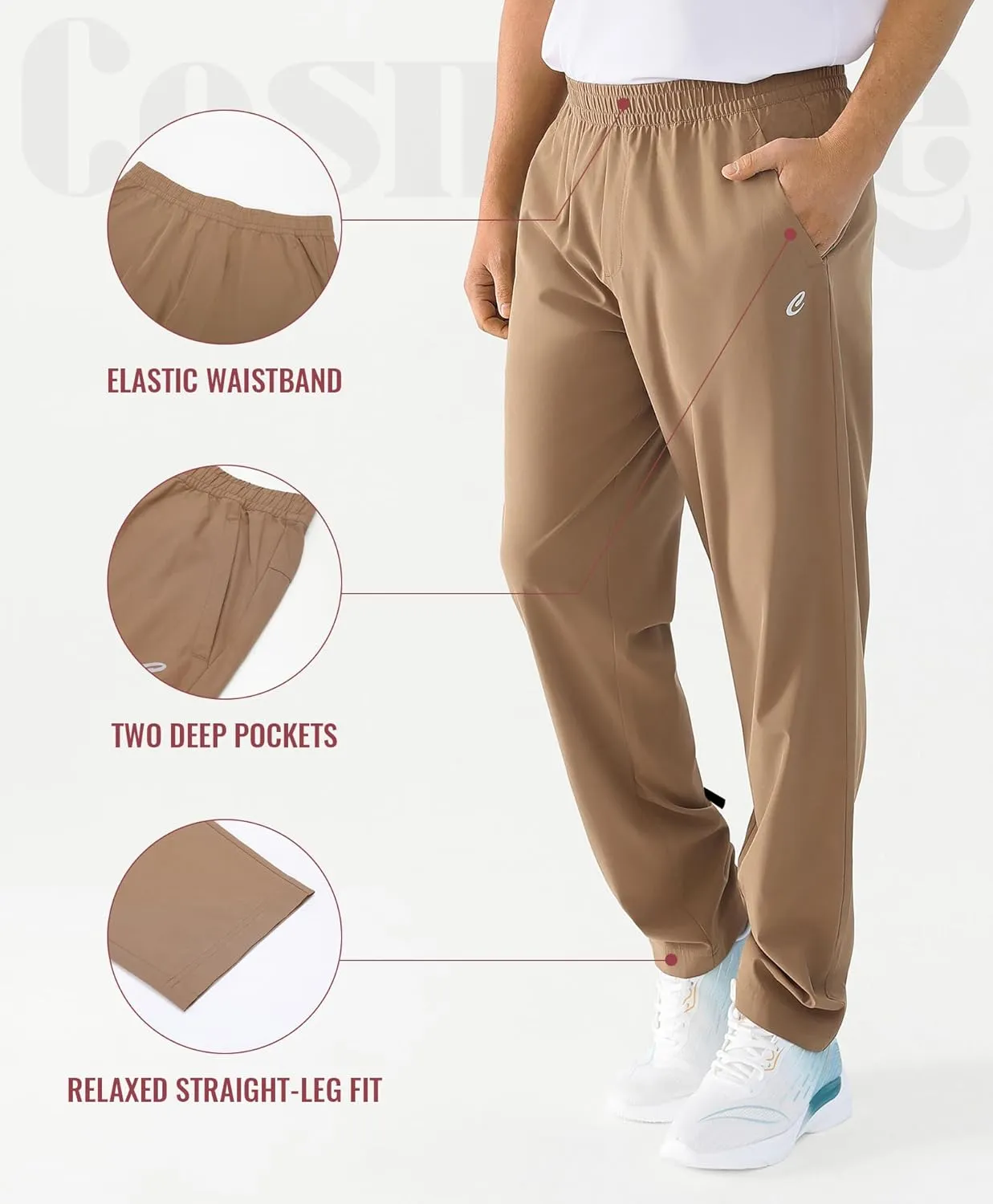 Men's Outdoor Hiking Pants Quick Dry Waterproof Joggers with Double Pockets for Gym and Travel