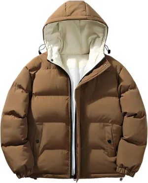 Men's Puffer Jacket Lightweight Warm Winter Coats Water Repellent Windproof Insulated Jacket Zipper Soft Outwear