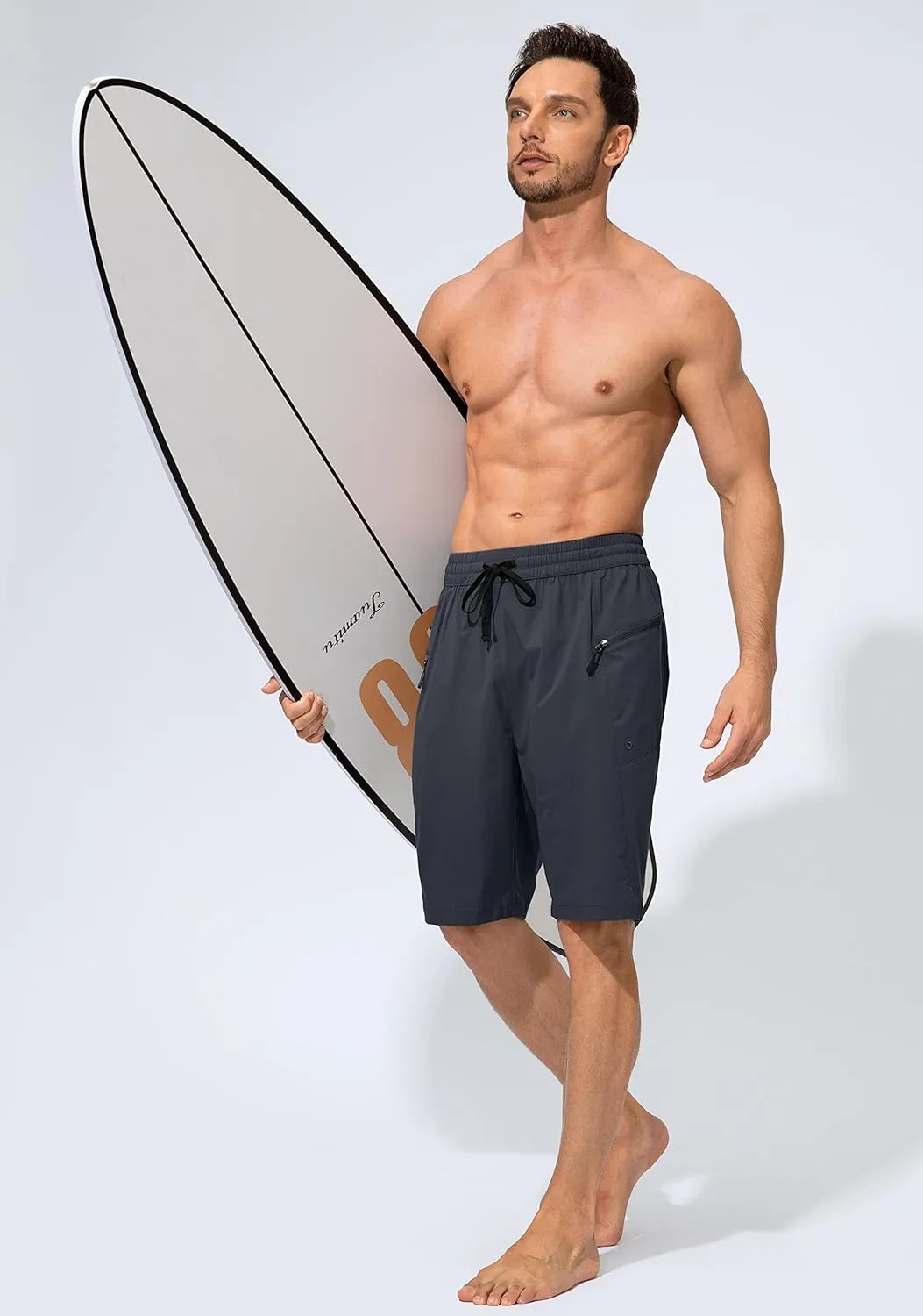 Men's Swim Trunks Quick Dry Board Shorts with Zipper Pockets Beach Shorts Bathing Suits for Men - No Mesh Liner