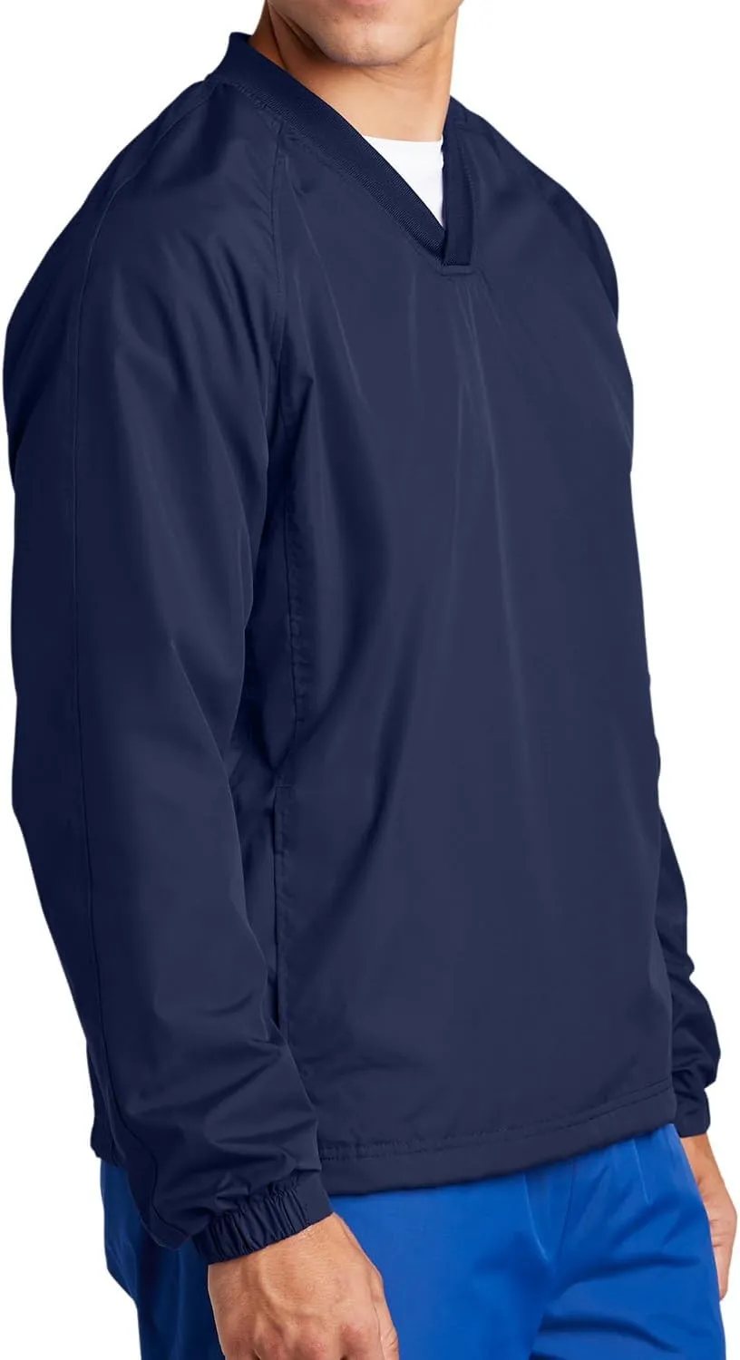 Mens V-Neck Raglan Athletic Shirt Long Sleeves Water-Repellent Windbreaker Tshirts in Regular & Big Sizes - XS-6XL