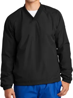 Mens V-Neck Raglan Athletic Shirt Long Sleeves Water-Repellent Windbreaker Tshirts in Regular & Big Sizes - XS-6XL