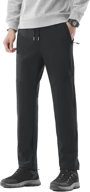 Men's Winter Outdoor Hiking Pants Short Length 27-30" Water Repellent Softshell Fleece Lined Warm Sweatpants