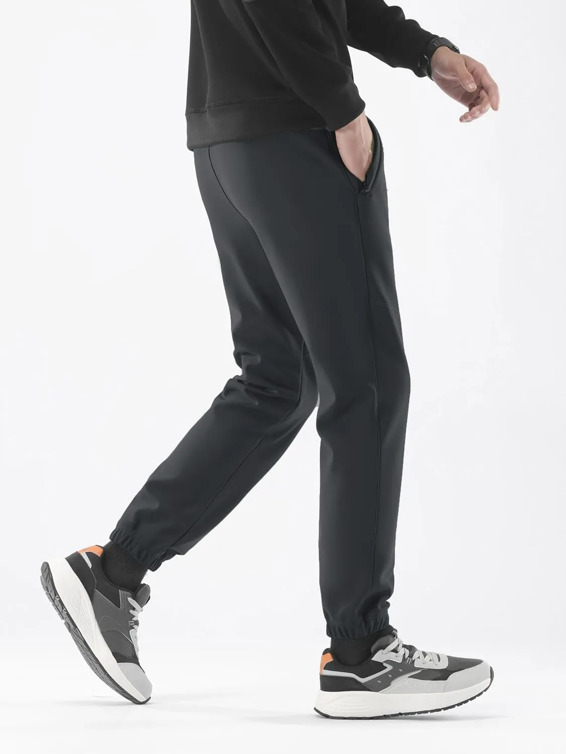 Men's Winter Outdoor Hiking Pants Short Length 27-30" Water Repellent Softshell Fleece Lined Warm Sweatpants