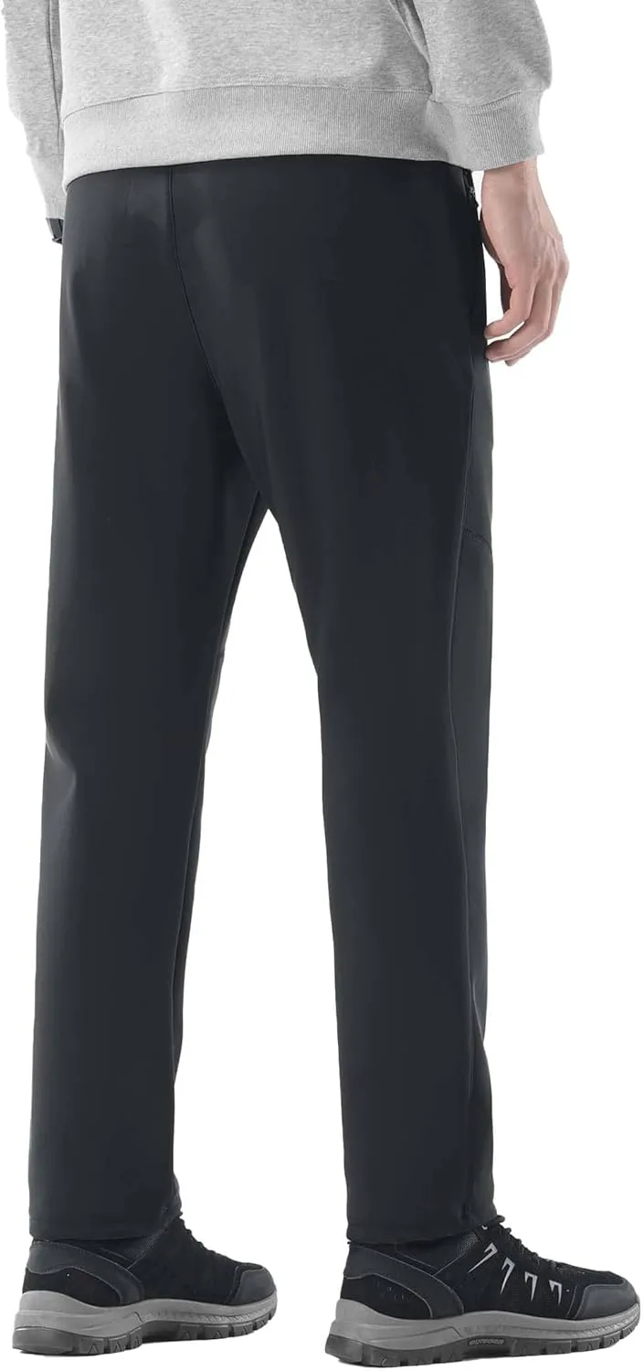 Men's Winter Outdoor Hiking Pants Short Length 27-30" Water Repellent Softshell Fleece Lined Warm Sweatpants