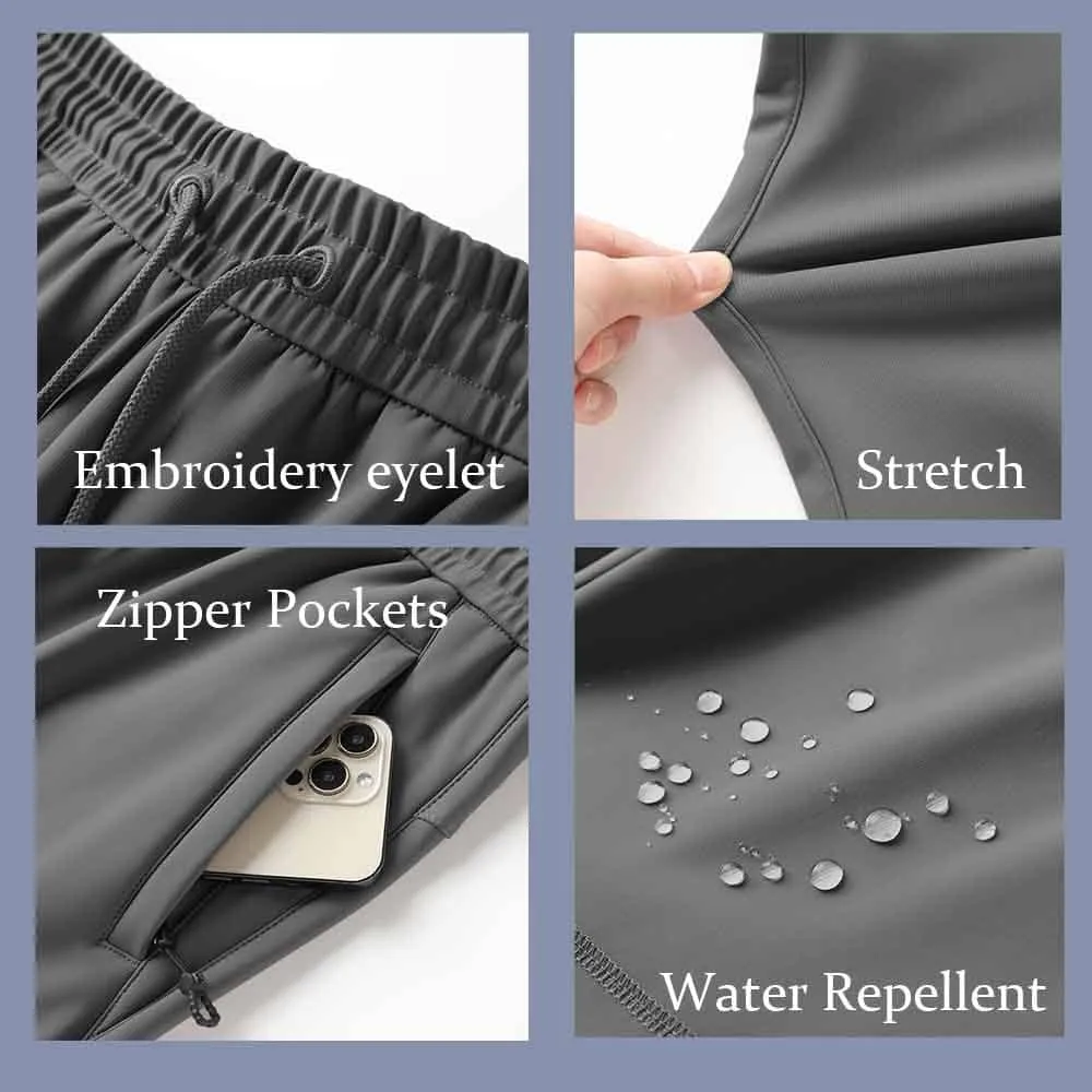 Men's Winter Outdoor Hiking Pants Short Length 27-30" Water Repellent Softshell Fleece Lined Warm Sweatpants