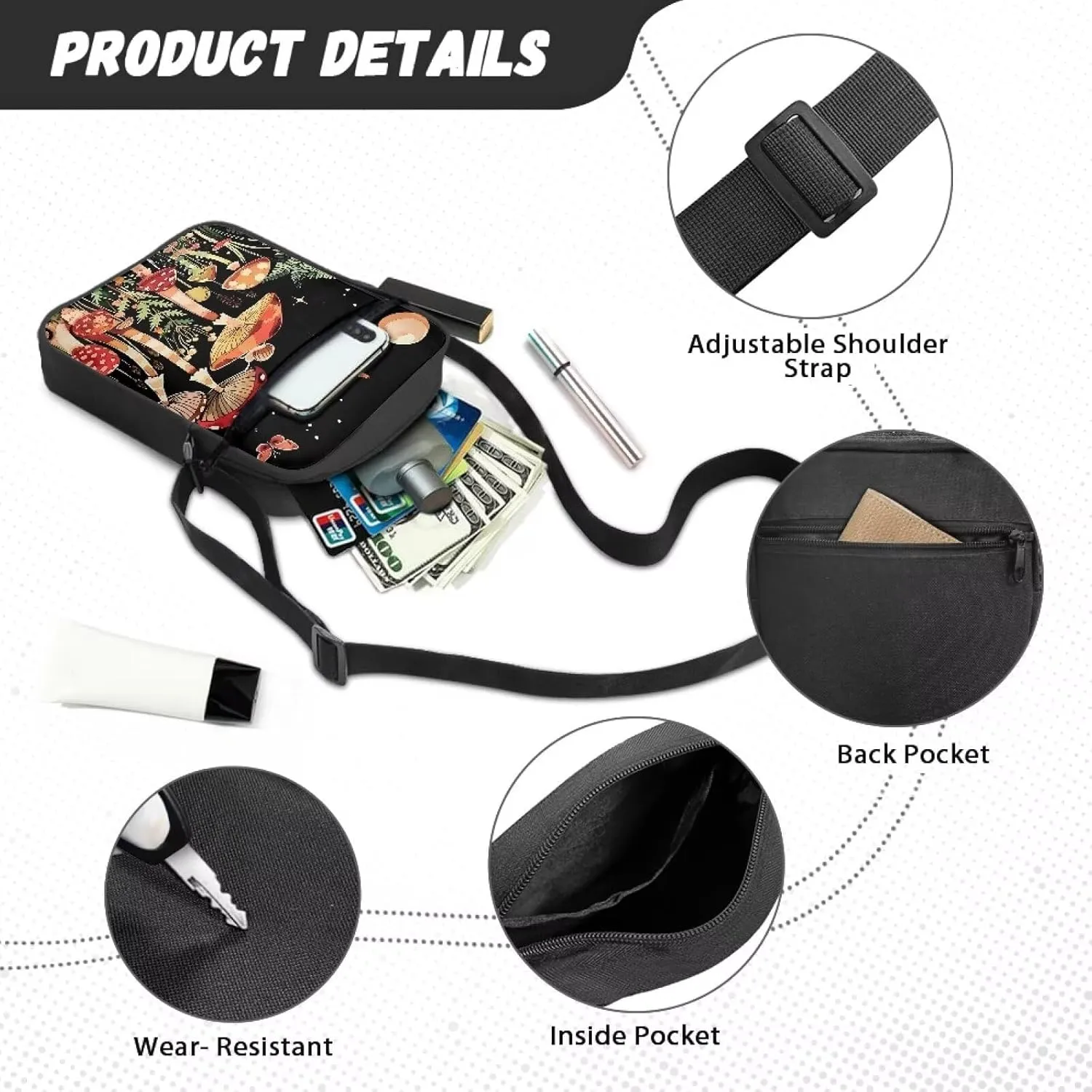 Messenger Bag for Women Lightweight Adjustable Crossbody Bag Compact Sling Satchel Casual Purse for Travel Everyday