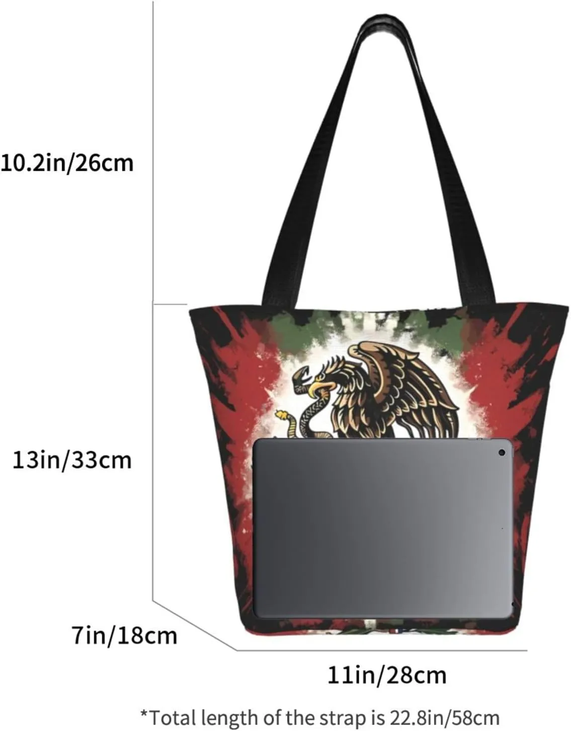 Mexico Mexican Eagle Art Flag Women's Tote Bag Shoulder Bag Shopping Handbag Large Capacity Handbag With Zipper