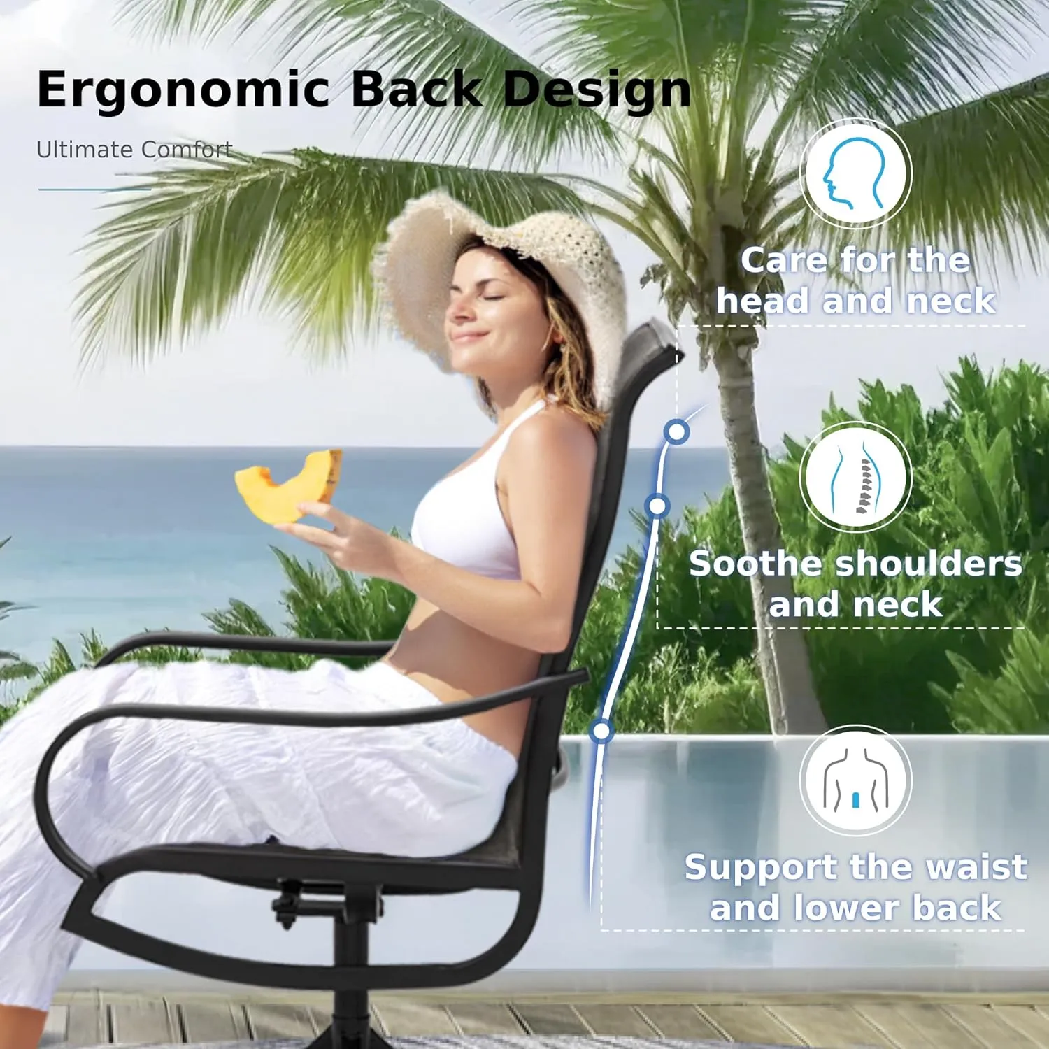 MFSTUDIO Outdoor Swivel Patio Chairs Set of 4, Patio Dining Chairs with Breathable Textilene Fabric & Metal Frame, Weather-Resistant Outdoor Furniture Bistro Lawn Deck Chairs