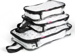 MIAMICA 3-Piece Packing Cubes, Black Bee Clear Design – Includes Small, Medium and Large Suitcase Organizers with Durable Design